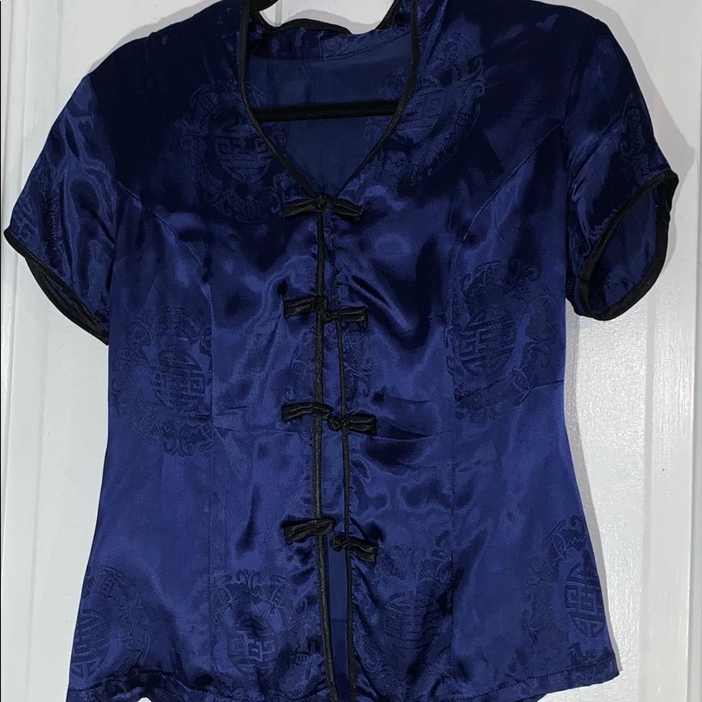 Blue Silk Handmade Vietnamese Top